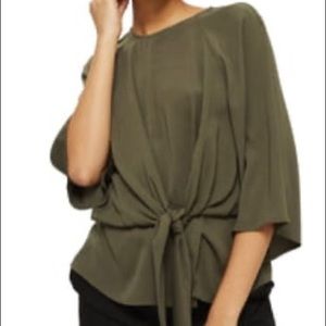 Slouchy top knot front blouse